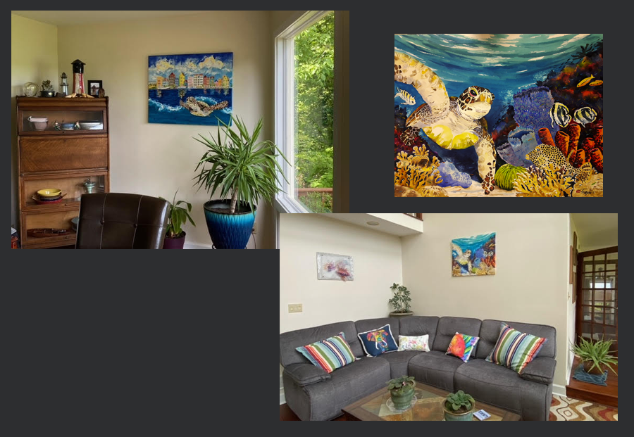 Watercolor and 3-Dimensional pieces in Private Residence, Georgia