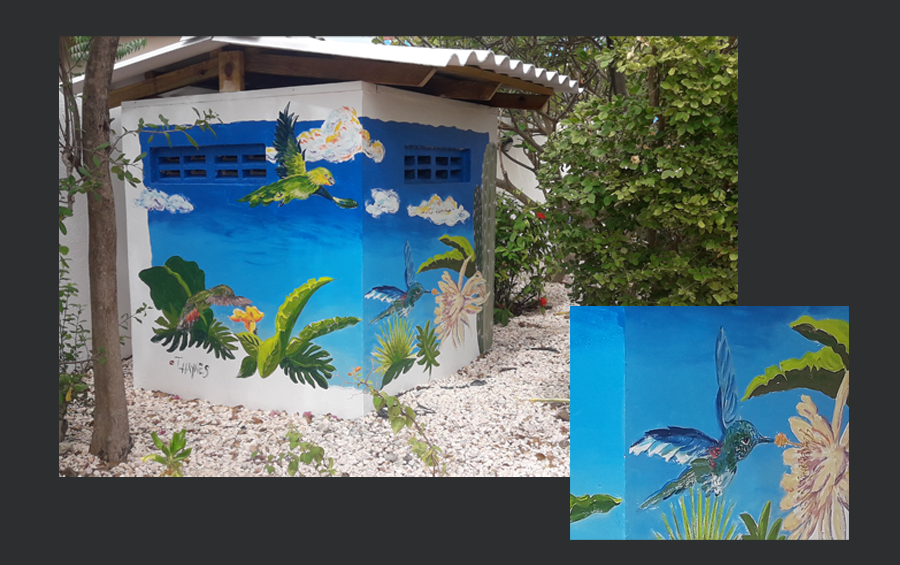 Birds & Fauna Painting on Garden Shed